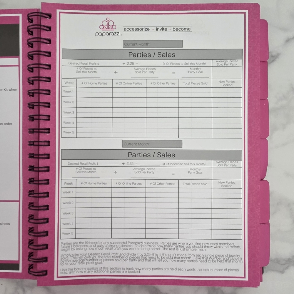 Paparazzi Consultant Organizer Black and Pink Party Planner Spiral Bound - Picture 6 of 15